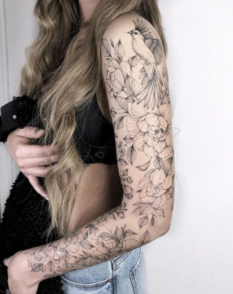 Beautiful Flower Sleeve Tattoos For Women Designs