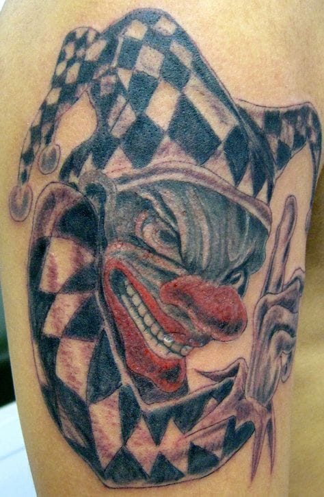 Gangster clown tattoo