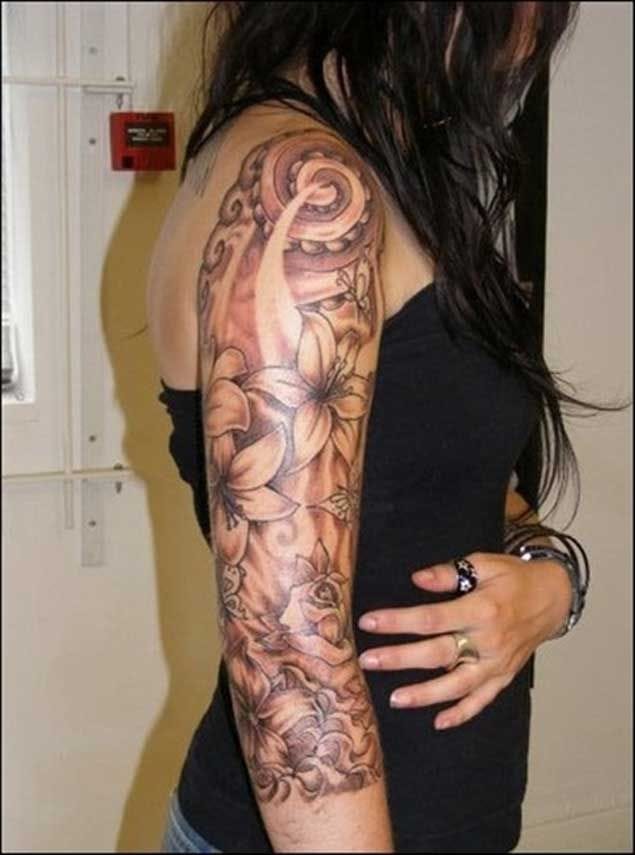 Women's Flower Sleeve Tattoos